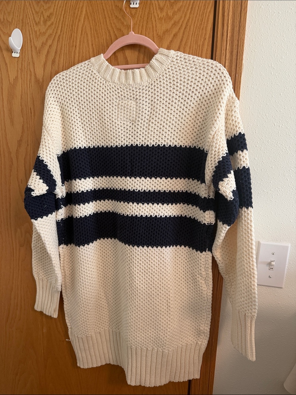 Chaser Cream and Navy Striped Knit Button Cardigan - Picture 4 of 5